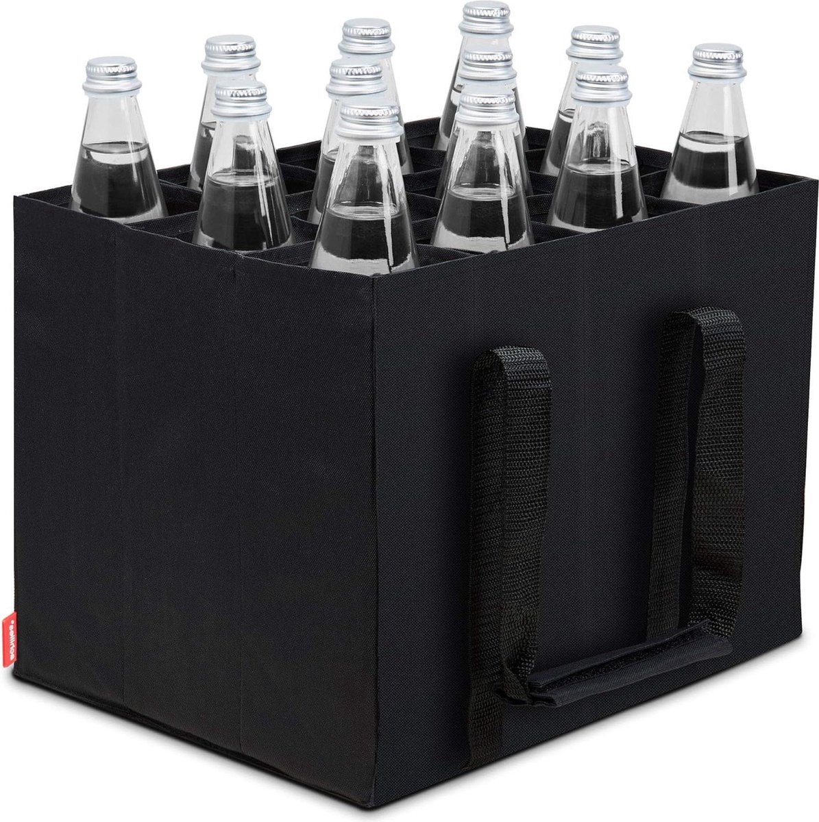 Stunq® Flessentas 12 delige- waterflessen draagtas- scheidingswanden- boodschappentas- 12 vakken- zwart 36 x 27 x 27 cm Flessentas