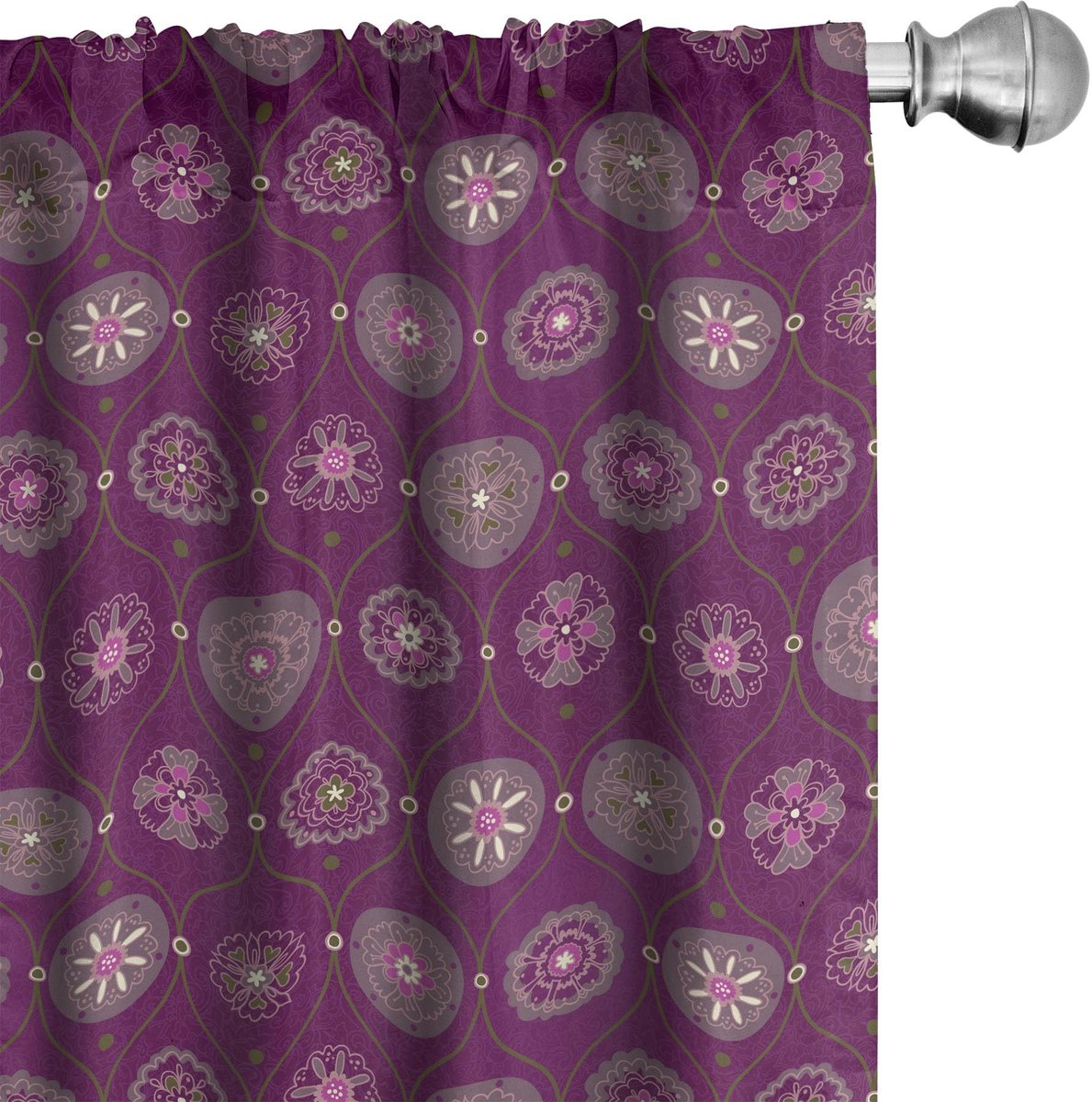 ABAKUHAUS Flourish versierd – Gordijnen 2x75x225 cm – microvezel pruim Plum