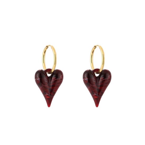 Bijoutheek Boucles d'oreilles Resin Cœur Bordeaux