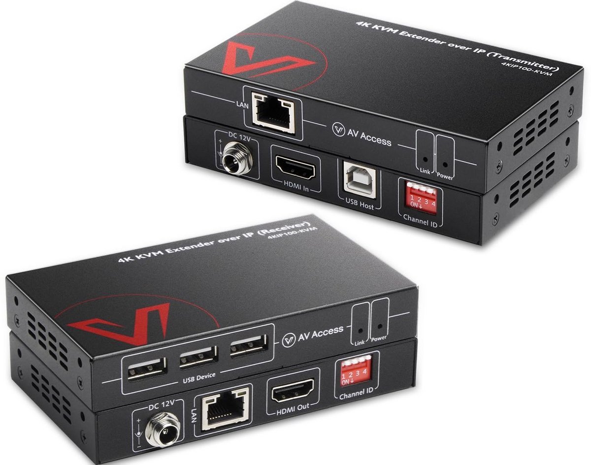 4K KVM Extender over TCP/IP Ethernet tot 120 meter met 3 Poorten USB 2.0 Hub