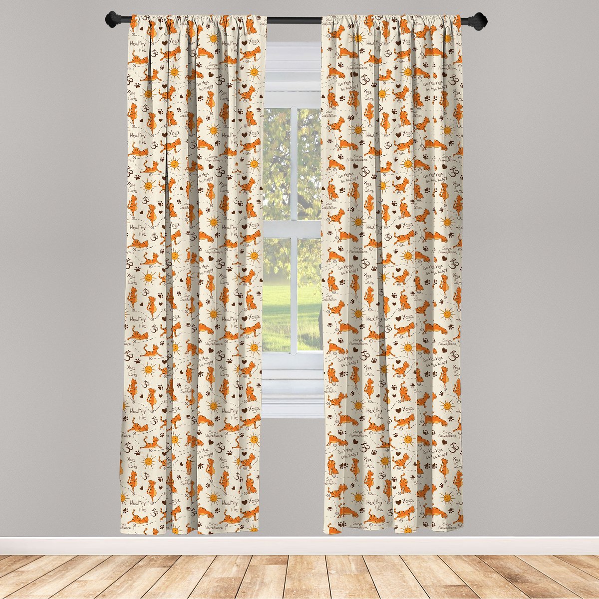 ABAKUHAUS Katten-Gordijnen – 2-panelen 75x245 cm – Mikrofaser, Halfdonker