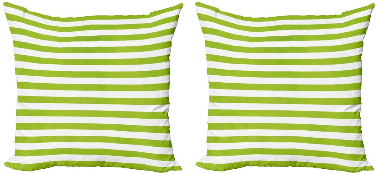 ABAKUHAUS Limoen Groen Kussenhoes – 2x45 cm – Dubbelzijdig bedrukt – Microvezel Wit