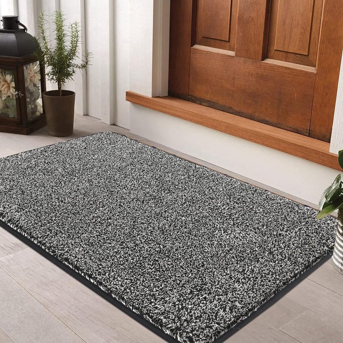 Stunq® Deurmat, antislip entreemat, wasbaar, duurzame vuilvanger, tapijt voor ingang, patio, hal, tuin, binnen en buiten, 45 x 70 cm, zwart