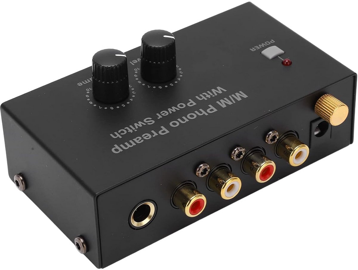 Phono Voorversterker voor Platenspeler met Volumecontrole en RCA/TRS Output