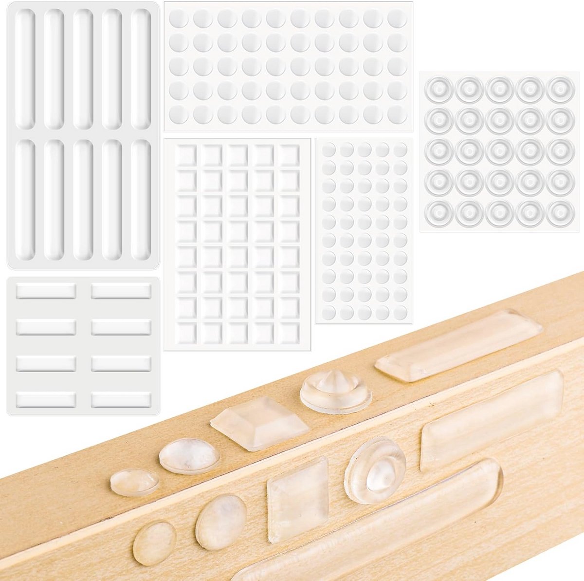Meubelbumpers Pads – 183 Stuks Transparante Rubberen Voetpads en Kastdeurbufferpads – Geluidsdempende Bumperpads – Bescherming voor Deuren, Laden en Meubels (6 Maten)