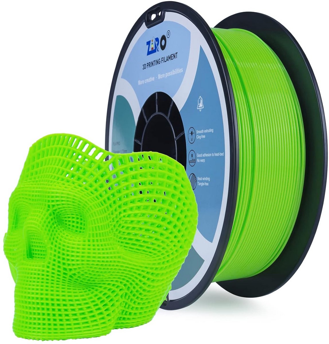 1.75mm PLA 3D Printer Filament, 1KG, Fluorescerend Groen, Hoge Precisie