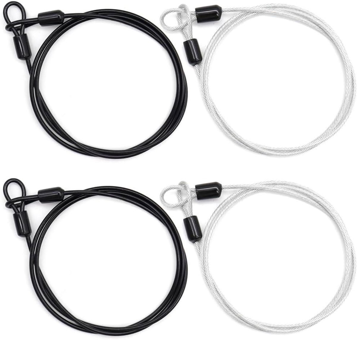 Allecta - Fietslot Kabel 1m - Lichtgewicht Kabelslot - Stalen Slot - Draagbaar - Touw voor Hangsloten - Scooter Fietskoffer - Zwart Zilver - 4 stuks