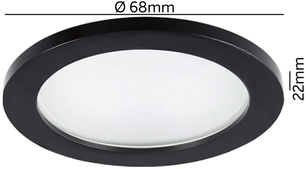 Lucca - Inbouwspot Zwart Rond - 1 Lichtpunt - G4 - Ø 68mm