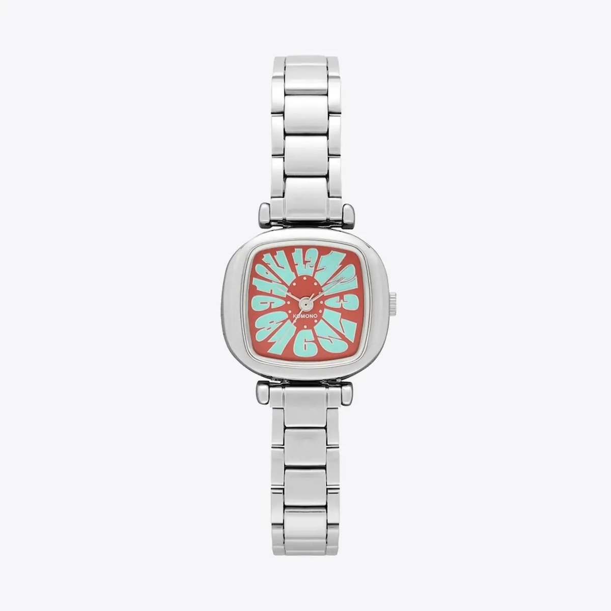 Komono Moneypenny Flower Tire Teal Red Horloge Rood-Zilver