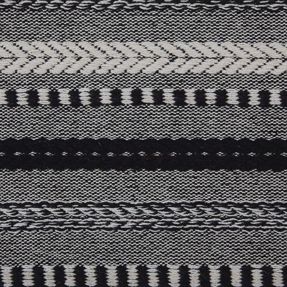 Gevlochten Streep Tafelloper 38 x 274 cm - Zwart