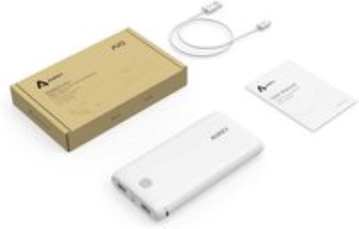 AUKEY Powerbank 20000 mAh - Draagbare Oplader met 2 USB Poorten, AiPower Technologie, Geïntegreerde Zaklamp, LED Batterij Indicator – Wit – foto 6