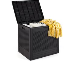 COSTWAY Opbergbox, kussenbox, weerbestendig, 96 liter, opbergdoos, afsluitbaar, tuinbox, rotanlook voor zitkussens, tuingereedschap of kinderspeelgoed (bruin)