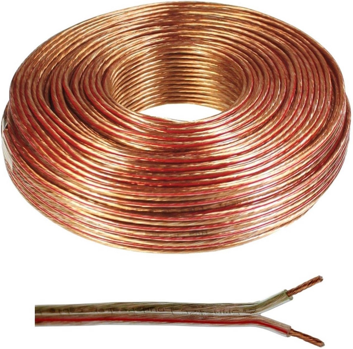 Luidsprekerkabel 25 meter 2x1,5mm2 Transparant Audiokabel