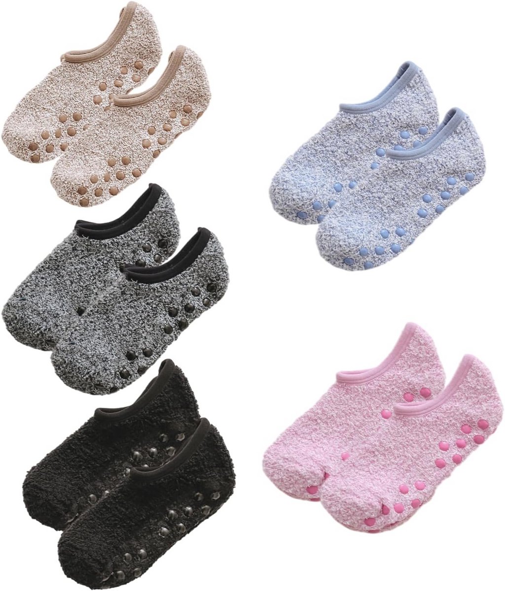 Warme koraalfleece huissokken - 5 paar antislip en geurvrij, uniseks