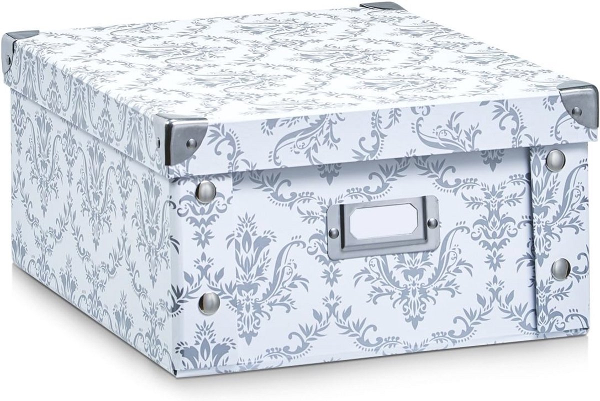 Opbergbak met Blauwe Strepen | Kartonnen Opslagdoos | Decoratieve Opbergoplossing 33 x 33.5 x 32 cm