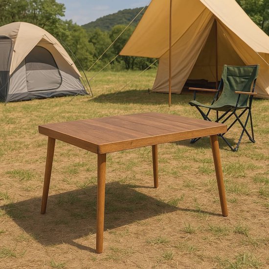 Houten Campingtafel - Compact en Draagbaar - Handgemaakt - Picknicktafel met Verwijderbare Poten - Ideaal voor Buiten en Tuin - 64x50x52cm van Houten — afbeelding 2