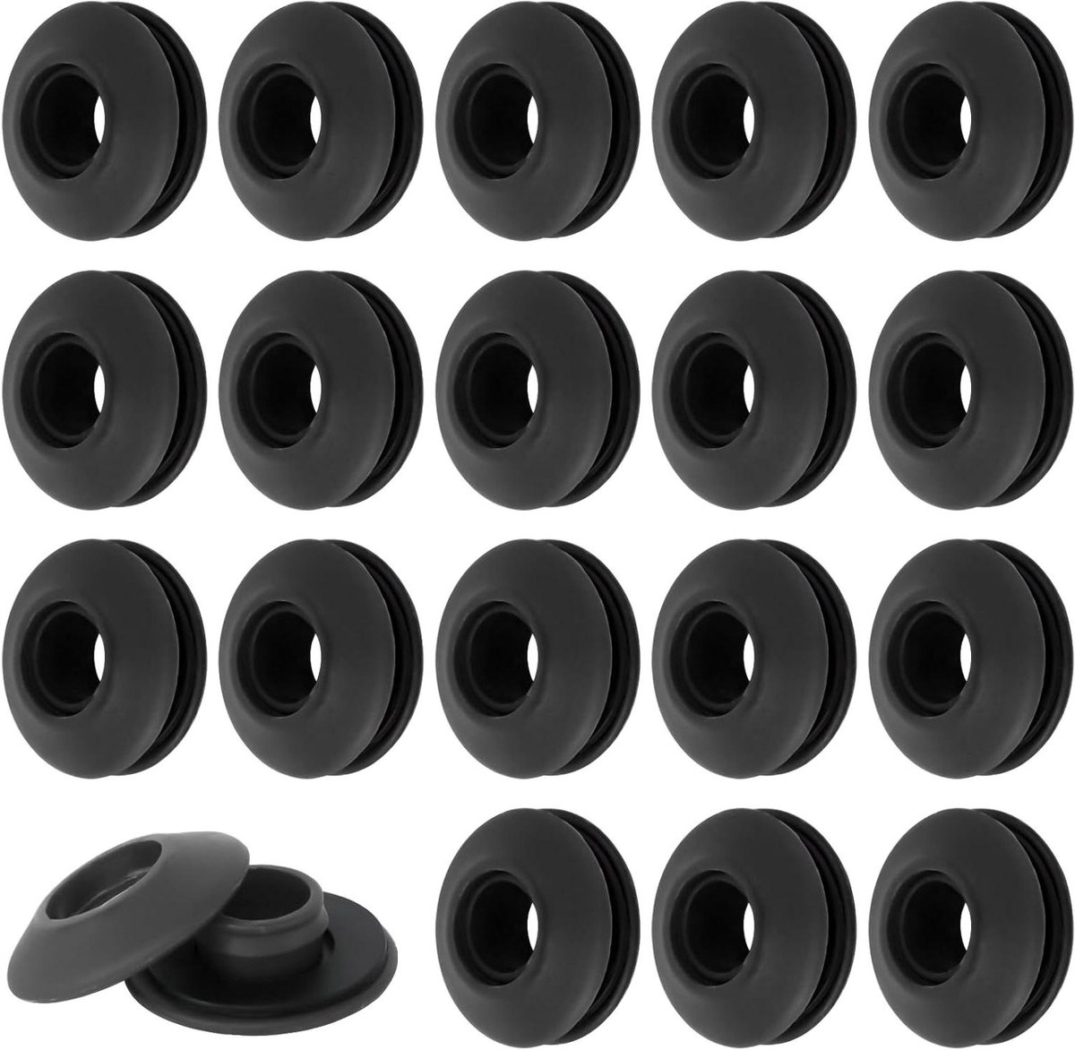 Allecta - Kunststof ringen voor afdekzeil - Set van 50 stuks - Voor textiel, gordijnen, tenten en zwembadzeil - Zwart - Afmetingen 28 x 28 x 12 mm