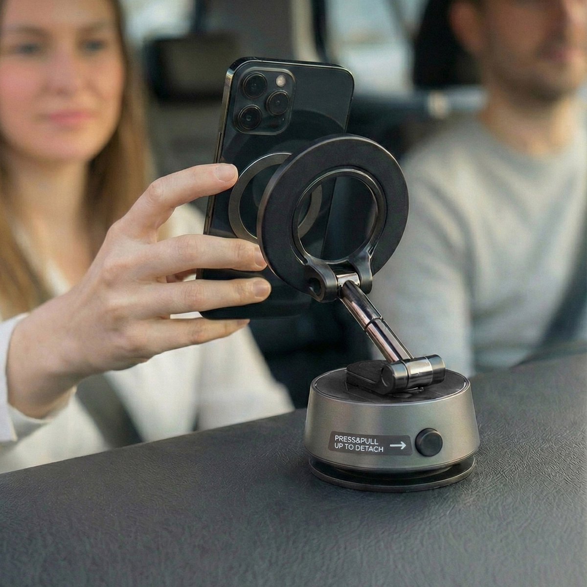 R2B Telefoonhouders Auto met Elektrische Vacuüm Zuignap - Magnetisch & Opvouwbaar - Raam/Dashboard - Dashboardpad - GSM Houder Auto - Autohouder - Geschikt voor MagSafe - Mobiel Telefoon Houder - Auto Telefoonhouder - Phone Holder Car – foto 4