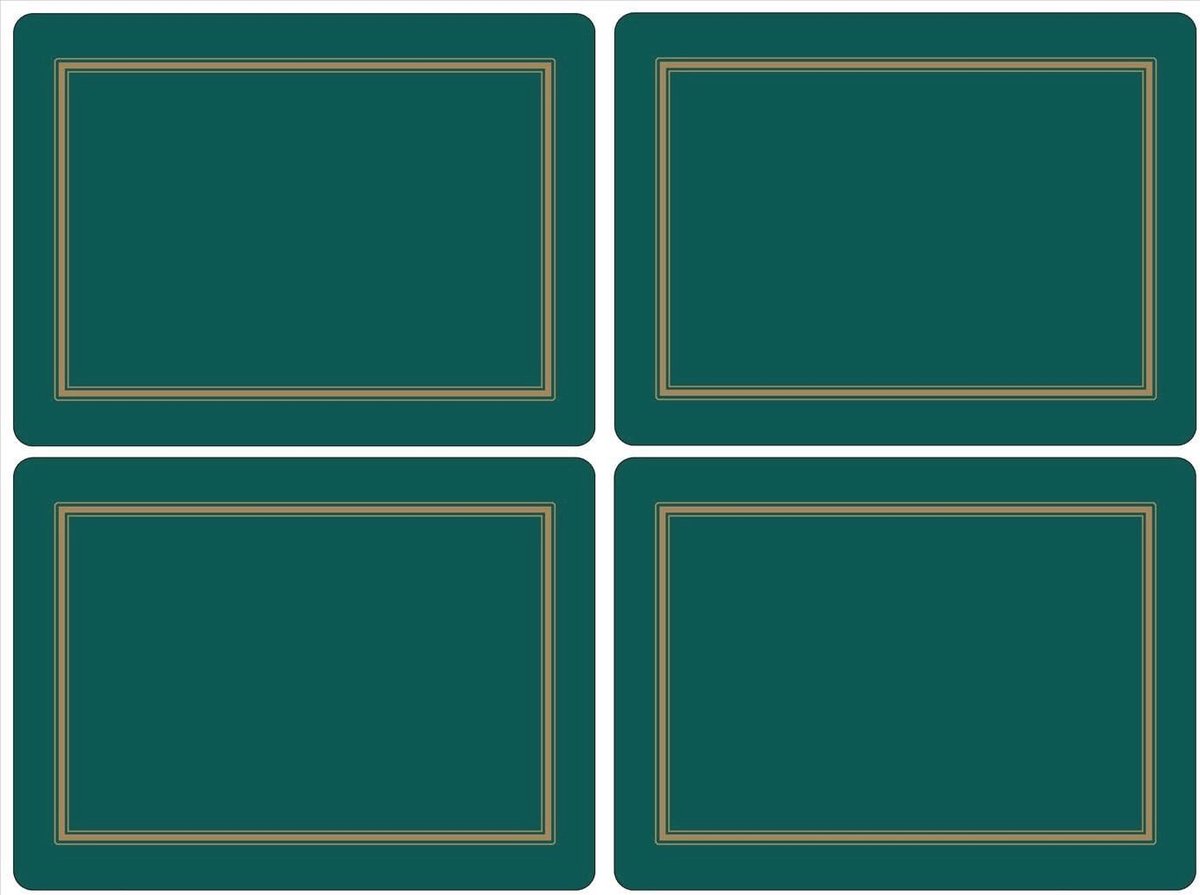 Set van 4 kurken achterkant MDF-placemats 40,1 x 29,8 cm - Klassiek smaragdgroen