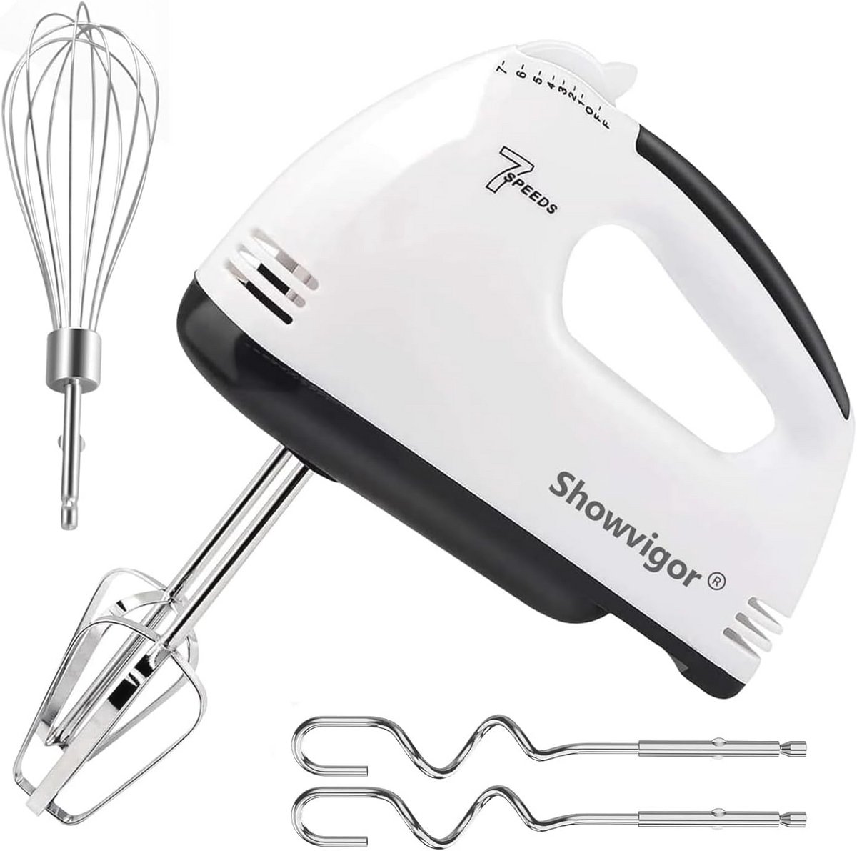 Handmixer met 7 standen, inclusief 2 gardes en 2 roestvrijstalen kneedhaken