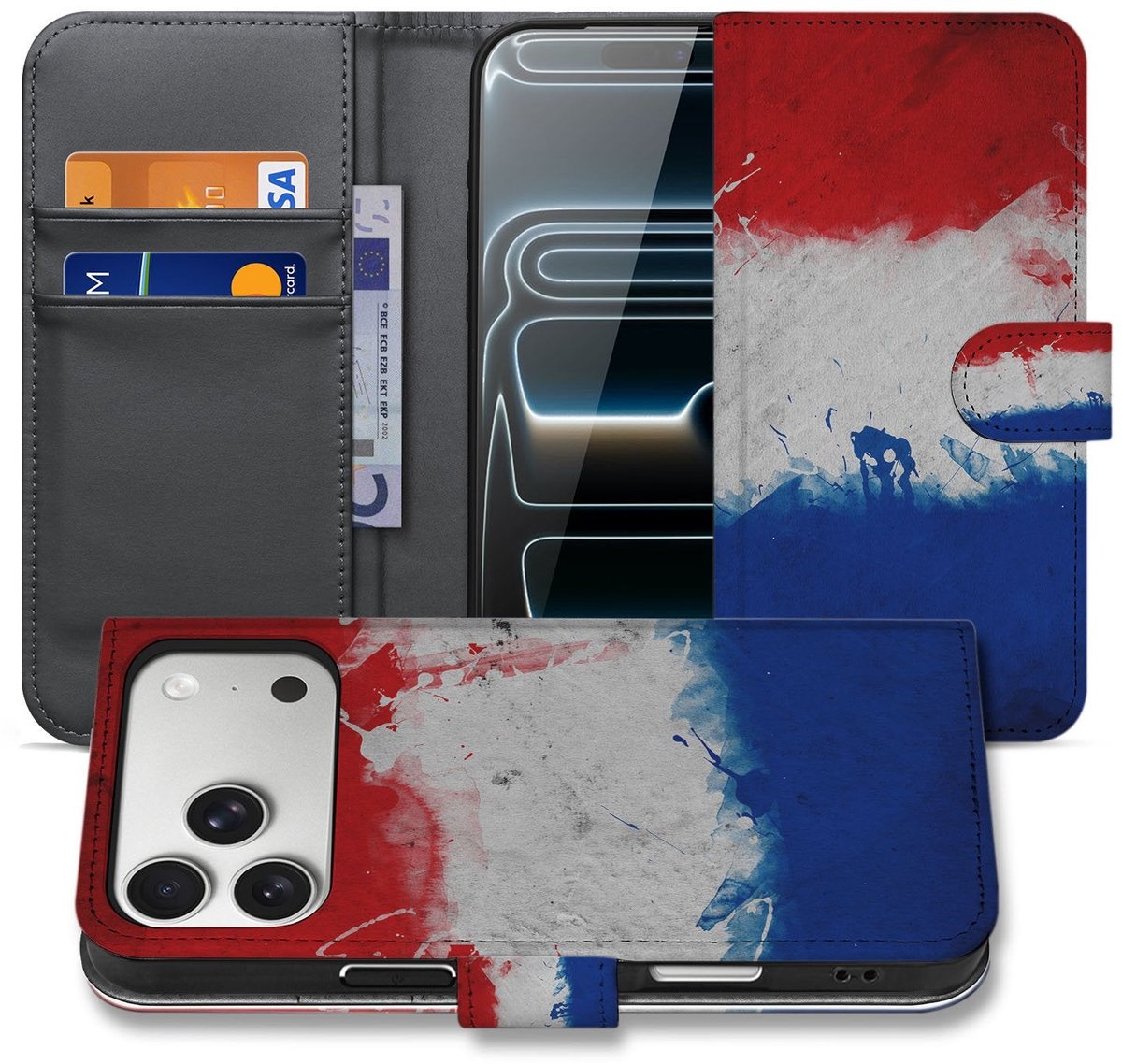 Apple iPhone 17 Pro Max Bookstyle Case Nederlandse Vlag Met Pasjes