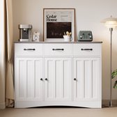 Armoire de rangement Bealife AP41 avec 3 tiroirs et 3 portes, étagères réglables - Armoire de cuisine multifonctionnelle spacieuse (Grijs)