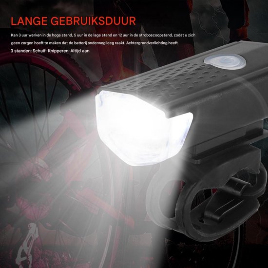 GELLDG Fietsverlichtingsset - Voorlicht - Inclusief achterlicht - USB oplaadbaar - LED-veiligheidsverlichting - Geschikt voor fietsen - Waterdicht - Eenvoudig te installeren - Geschikt voor kinder- en volwassen racefietsen — afbeelding 5