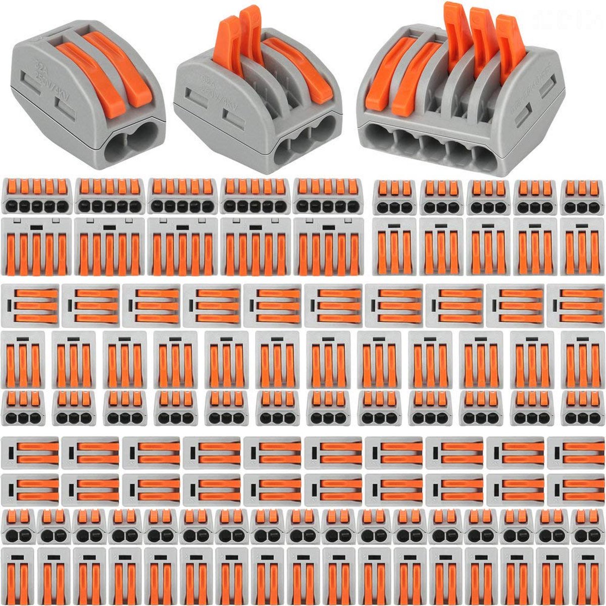 110 Stuks Compacte Draadconnectoren - Elektrische Connector Blokken met 2, 3 en 5 Poorten