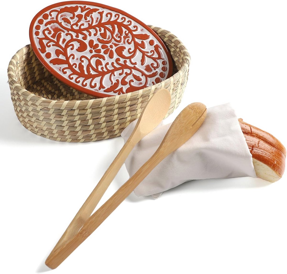 Terracotta Broodwarmermand met Stenen Set - Perfect voor Zuurdesem en Gastvrouw