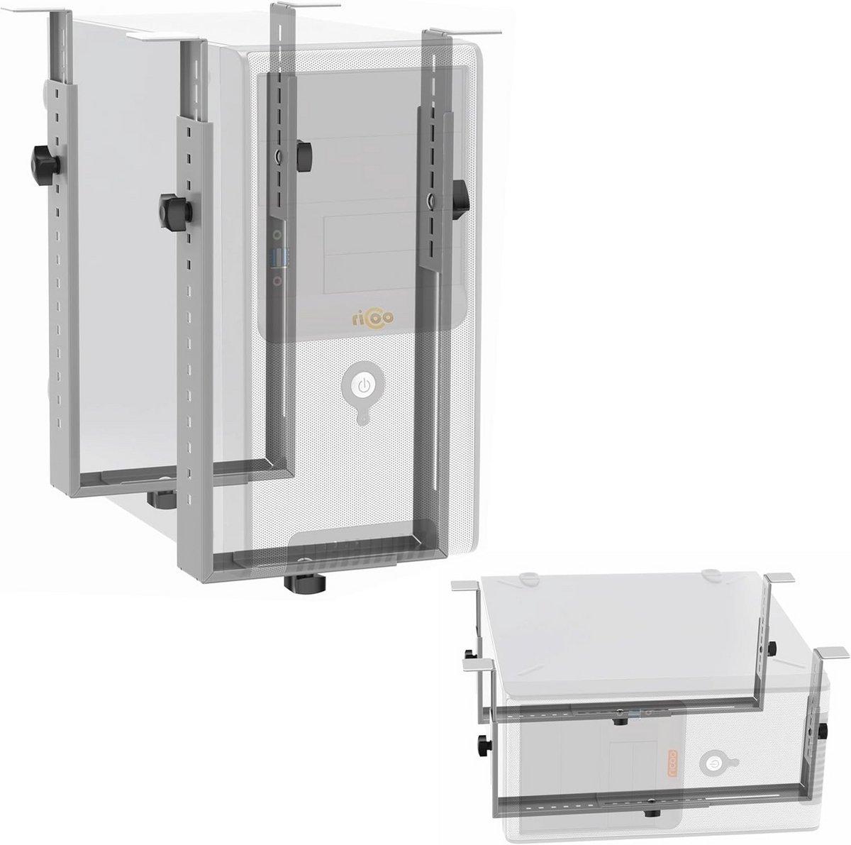 Universele PC Houder voor Onder Bureau - Verstelbaar voor Desktop & Server Kast tot 35KG
