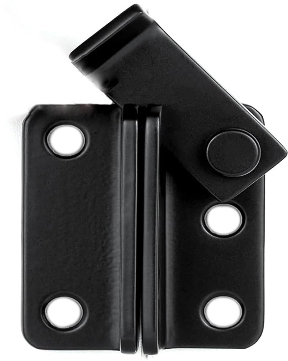 Klapdeurgrendel, roestvrijstalen schuifgrendel, binnendeurklapgrendel voor schuurkast, badkamer, prieel, garage, links open - zwart - 62 x 50 mm