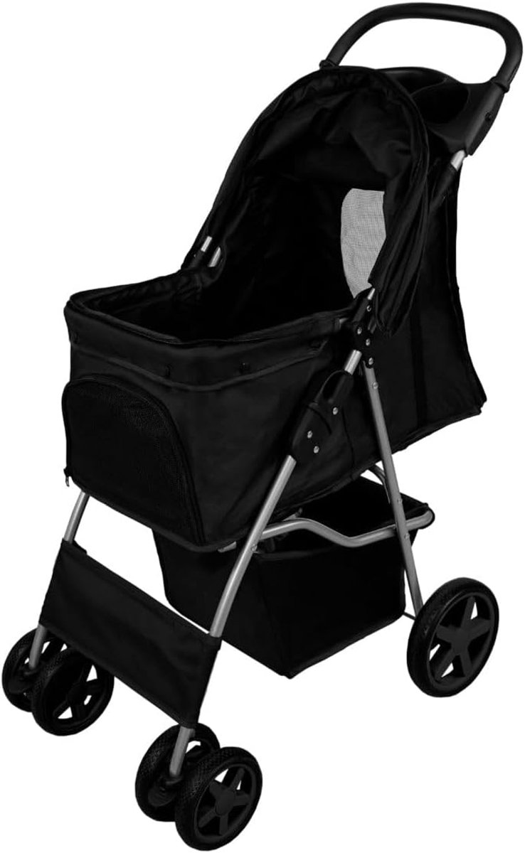 SNJY® Hondenbuggy - Hondenkar - Hondenwagen - 65 cm x 45 cm x 101 cm - Zwart