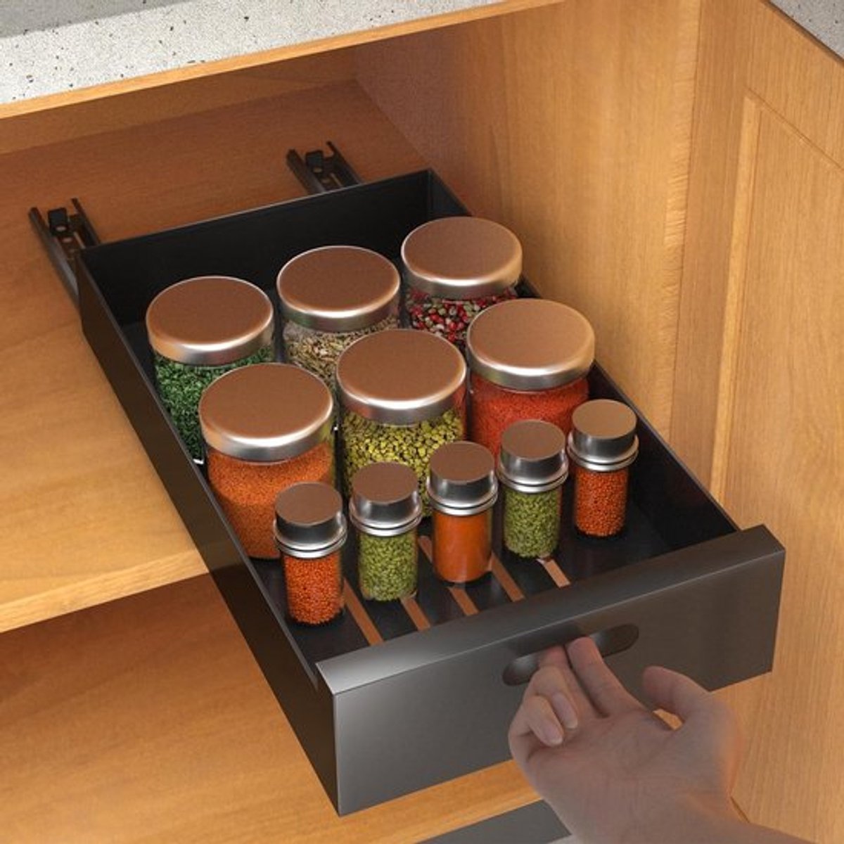 Telescopische lade organizer - 30 cm breed - uittrekbaar - zwart