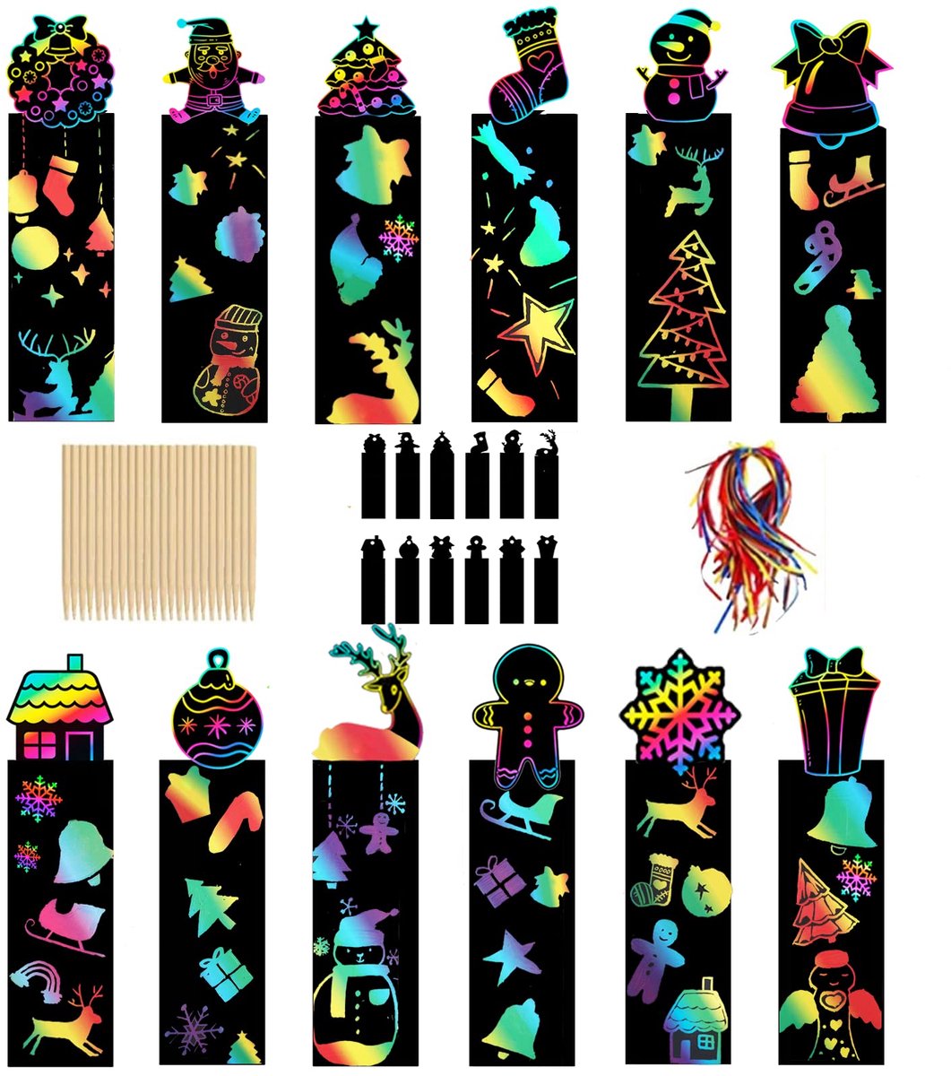 IMPERATORIS® Scretch Art - Kinderen en Volwassenen - Magic Kras Tekeningen - Kraskaarten/Kraskaart - Knutselen Tekenen DIY - Hobby & Creatief - 24 stuks