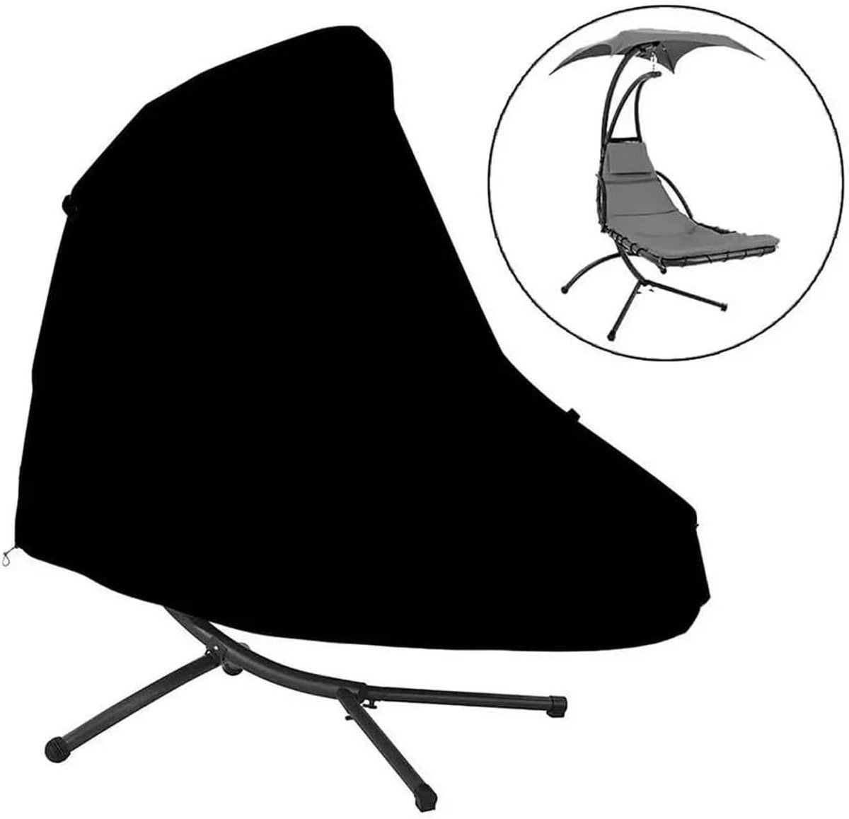 KZQ Stevige en duurzame eivormige stoelhoes, eivormige stoelhoes, hangende stoelhoes, regenbestendige stoelhoes, eivormige schommelstoel stofhoes, beschermhoes, hangende eivormige stoelhoes voor buiten zwart