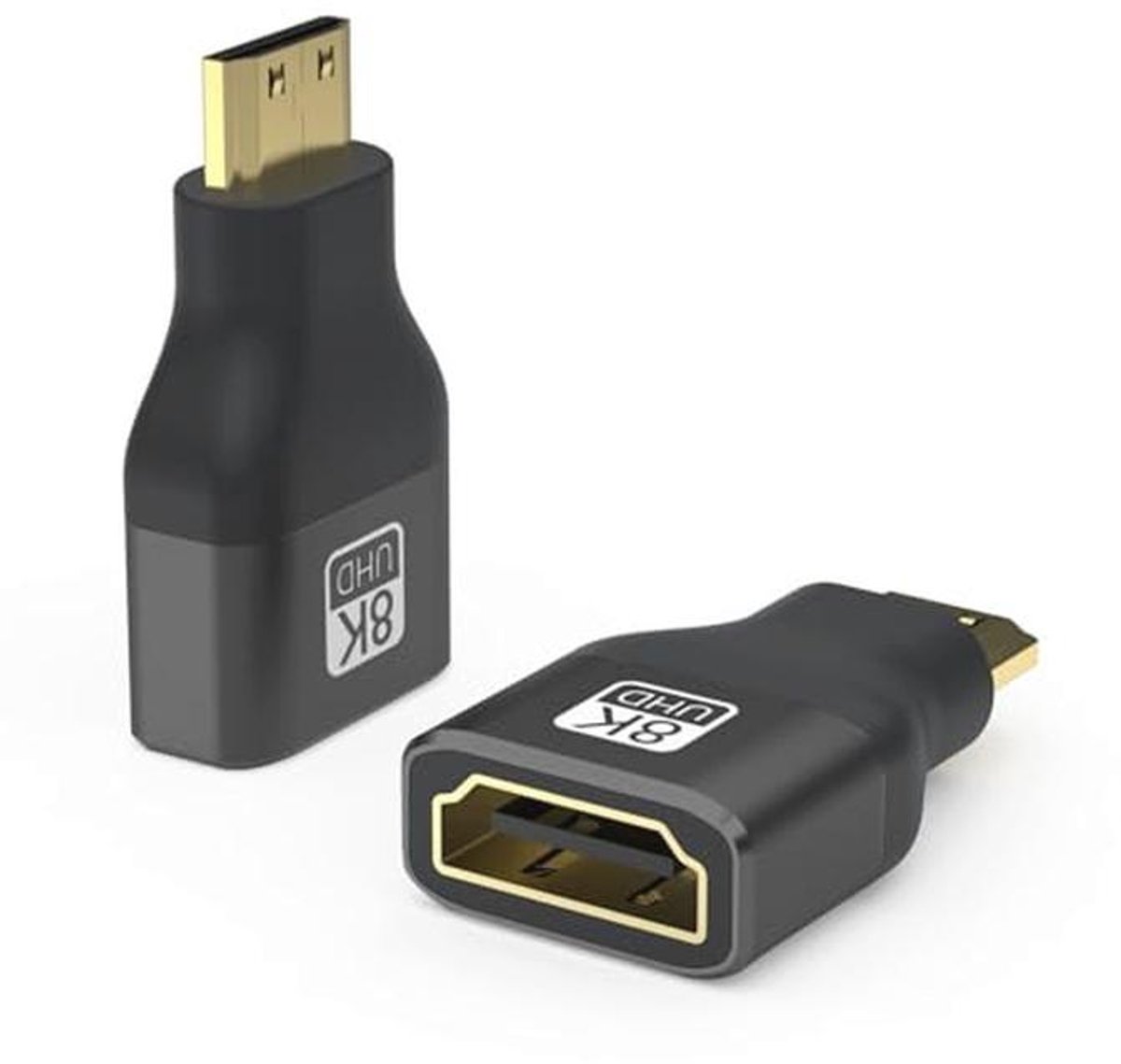 Mini HDMI naar HDMI Adapter 8K - 2 Stuks, Ondersteunt HDR10+, Dolby Vision, 3D en VRR