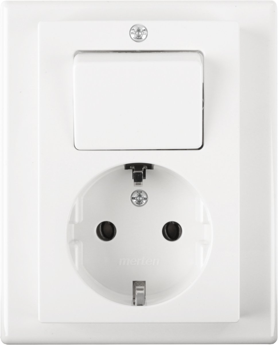 Merten System M combinatie - inbouw - wissel - randaarde - polarwit