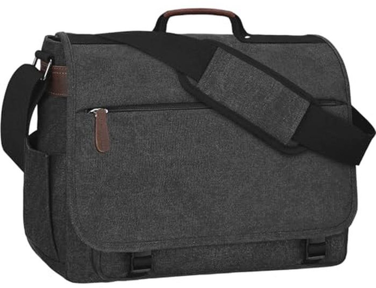 Stijlvolle Canvas Schoudertas voor Heren - Geschikt voor Laptop, Werk en Vrije Tijd