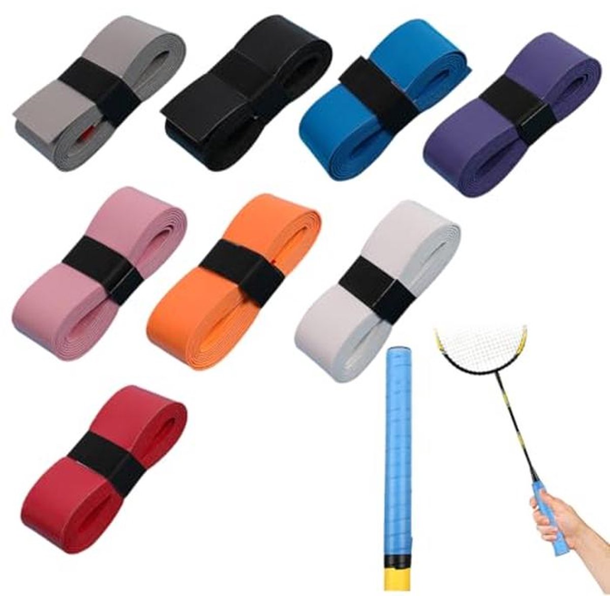 Voorgesneden antislip handgrepen voor tennisrackets - 8 stuks, sneldrogend en absorberend