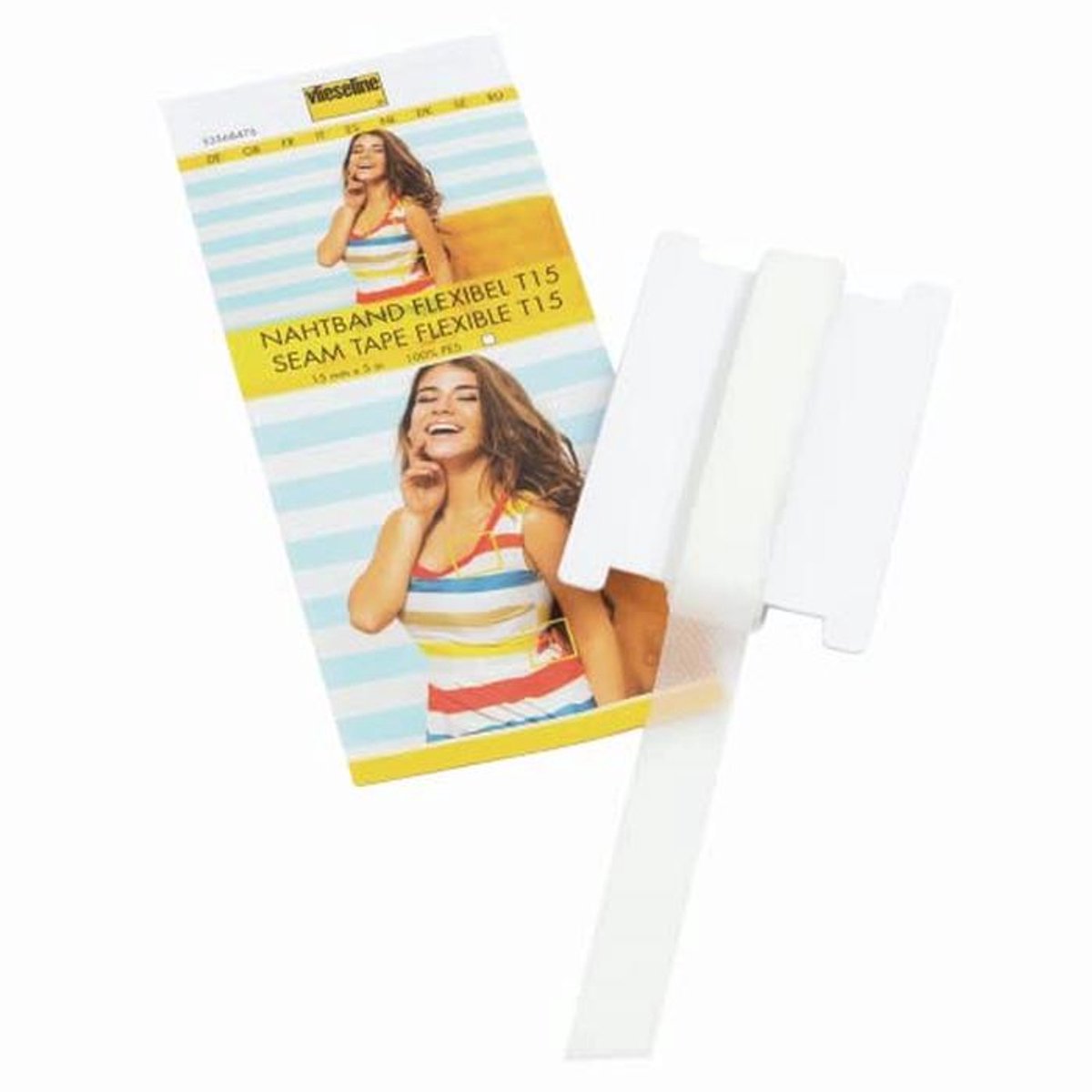 Naadband flexibel T15 - 5x15 mm - 100% polyester, wit