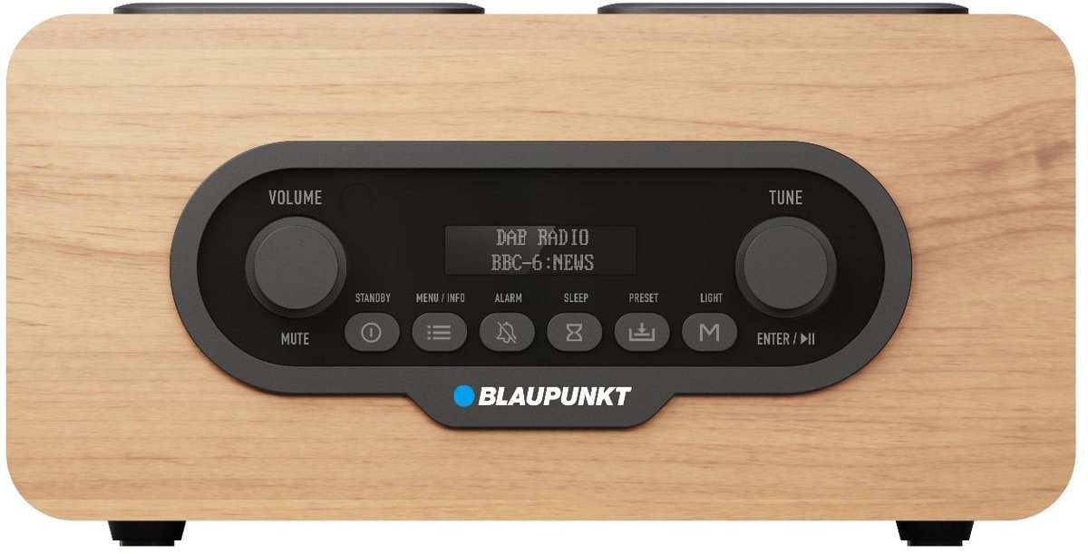 Blaupunkt - Draagbare radio - DAB+ digitale radio en FM-tuner - Bluetooth - hoofdtelefoonuitgang - USB- en microSD-speler - LCD-scherm - klok en alarmfunctie - voeding via oplaadbare USB-C-batterij - DR10CR