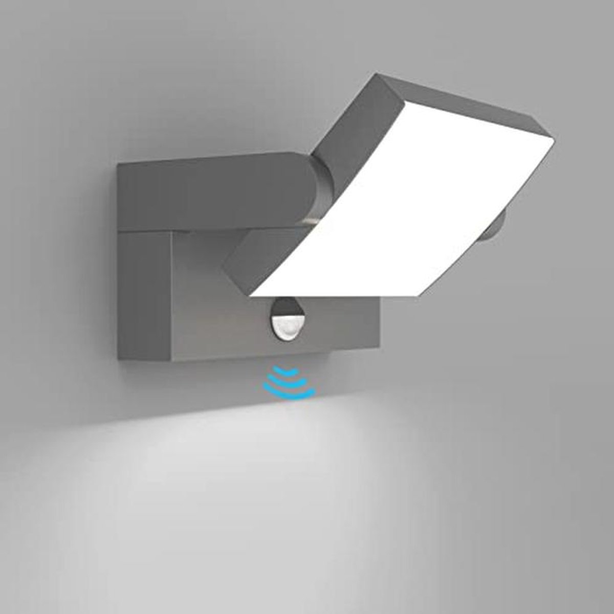 Moderne 24W LED Wandlamp met Bewegingsmelder voor Binnen en Buiten - Draaibaar Paneel, IP65 Waterdicht