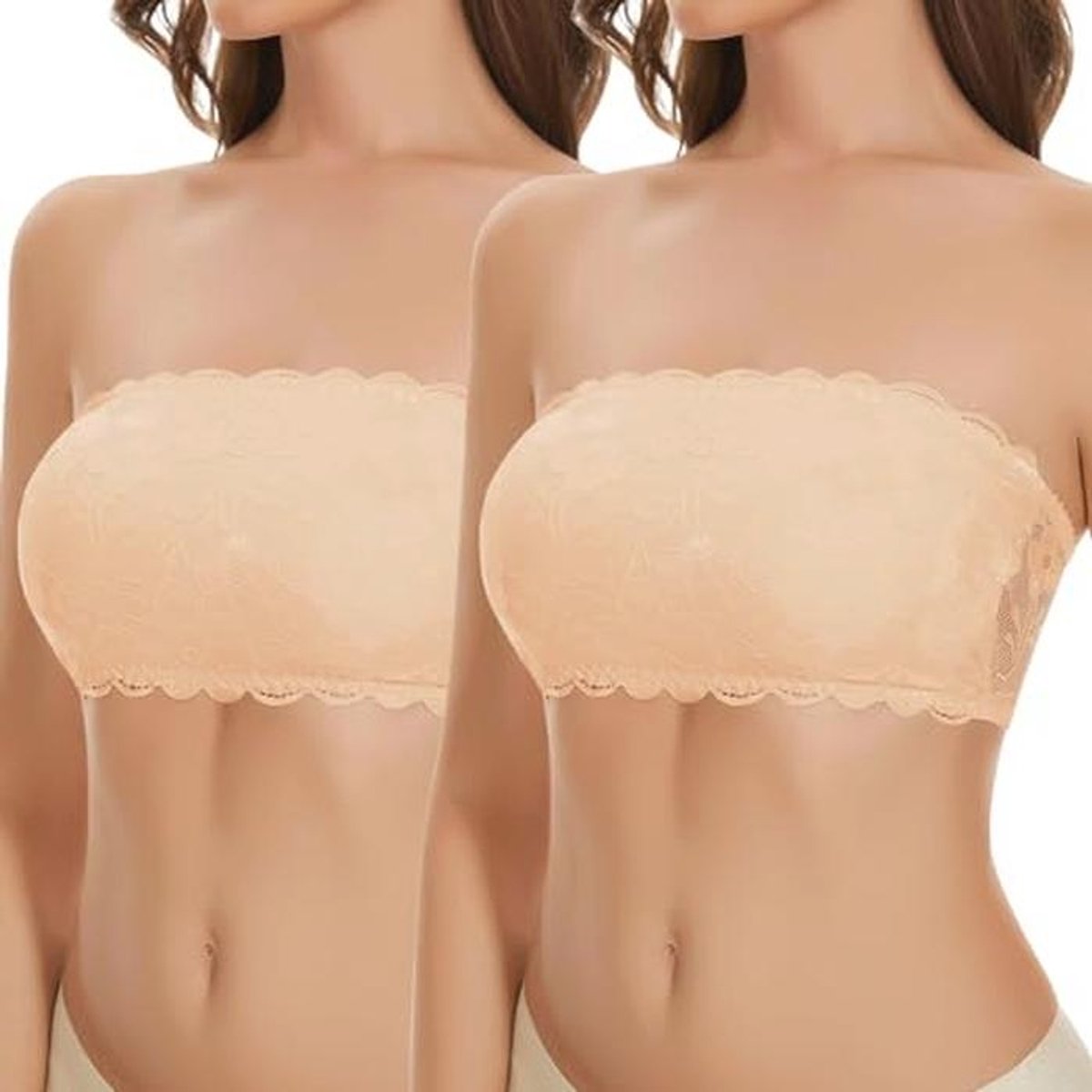 Bandeau-beha zonder bandjes en doorzichtige bandjes voor dames met kant