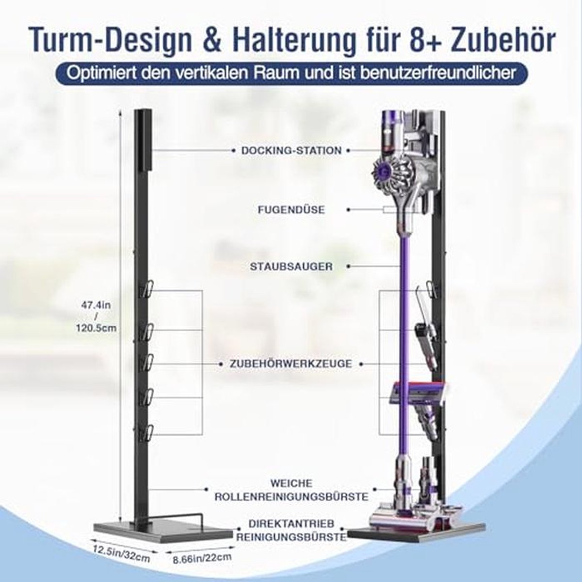 Vrijstaande Stofzuigerstandaard Ruimtebesparend voor V-serie - afbeelding 2