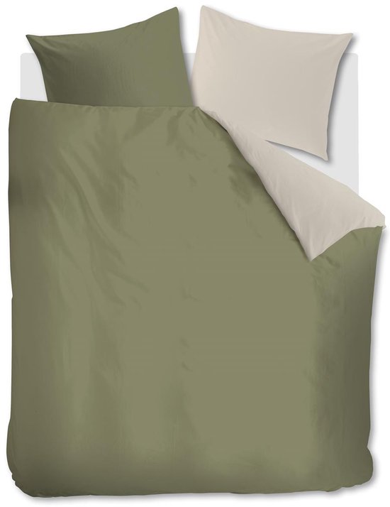 Vtwonen - Duo dekbedovertrek - Lits-Jumeaux - 240x200/220cm - Olijfgroen