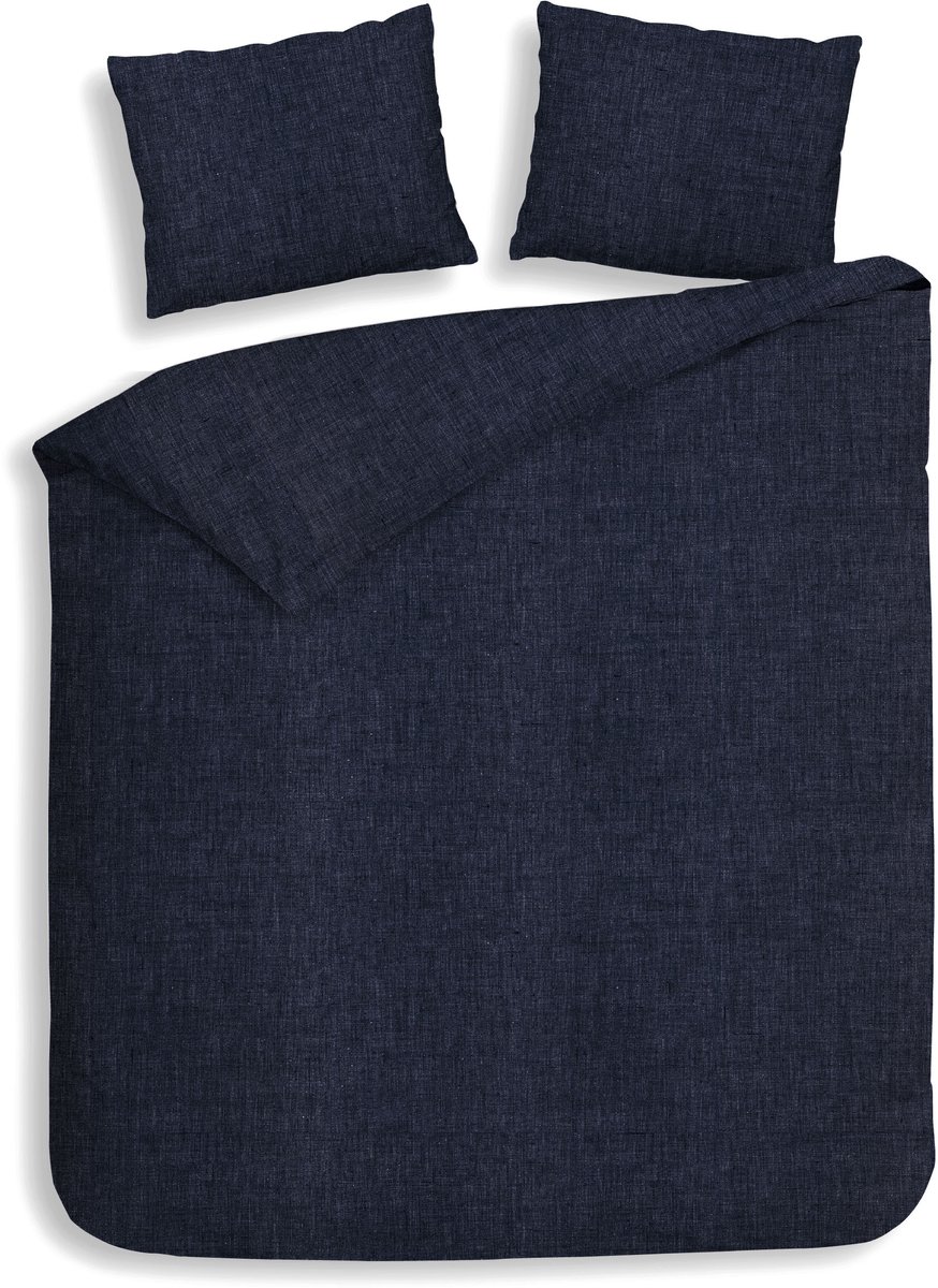 Heckettlane Dekbedovertrek Franela - Effen Bedlinnen - 240x200-220 cm - Lits-Jumeaux - Blauw - Dekbedovertrek van 100% Katoen-Flanel