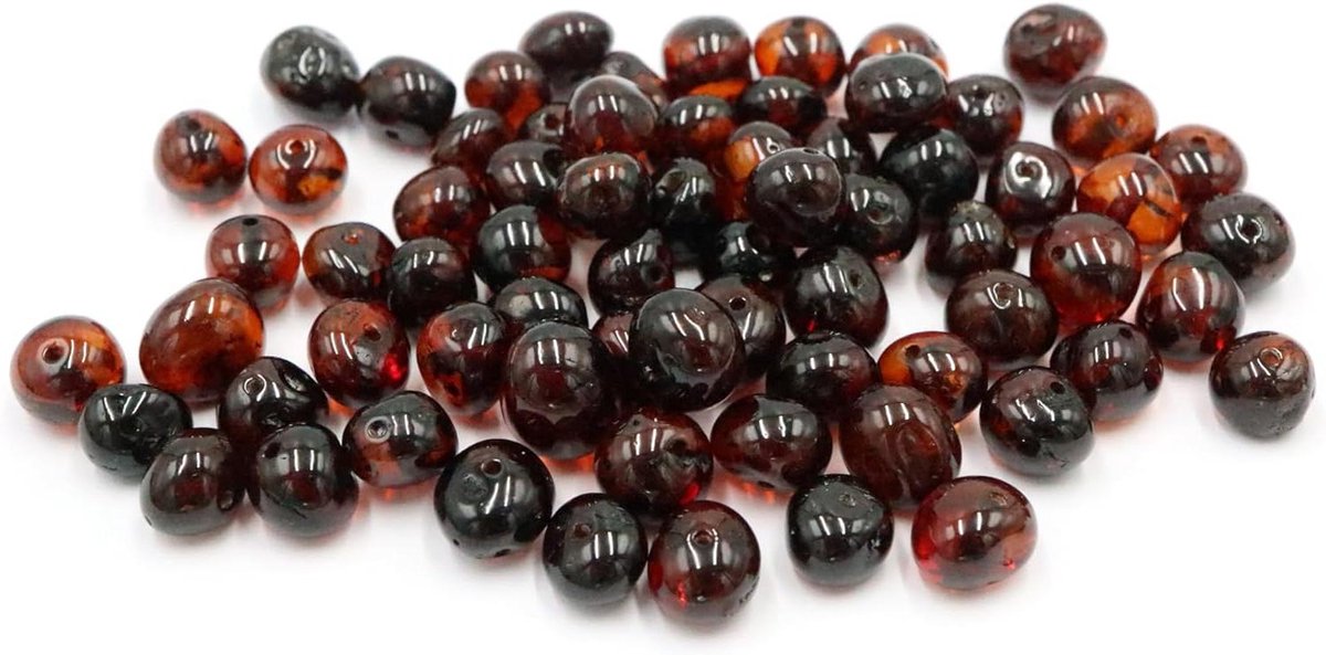 Baltische barnsteen kralen - Losse kralen met geboord gat - Multikleur & maten - 10 gram gecertificeerde barnsteen - Sieraden maken - Cherry (6-8 mm)