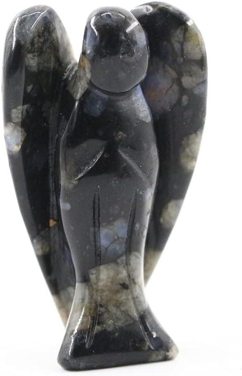 Handgesneden Kristallen Engel Natuurlijke Edelsteen Pocket Guardian voor Vrede, Liefde, Geluk en Genezing 3,8 cm - Decoratie Standbeeld Minifiguur met Kambaba-tonen