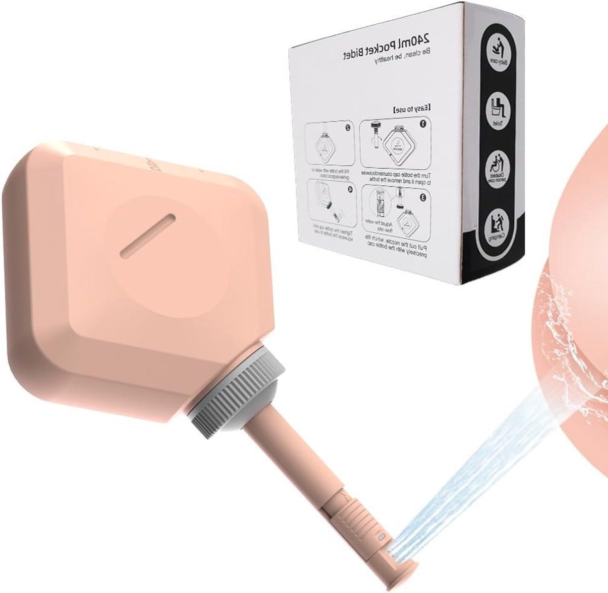 Draagbaar bidet voor toilet of op reis - Postpartum perineale verzorging - Aambeienbehandeling - Handheld sproeierbio - Ouderen - Baby - Persoonlijke bidets - Pakket van 2 (oranje+roze)