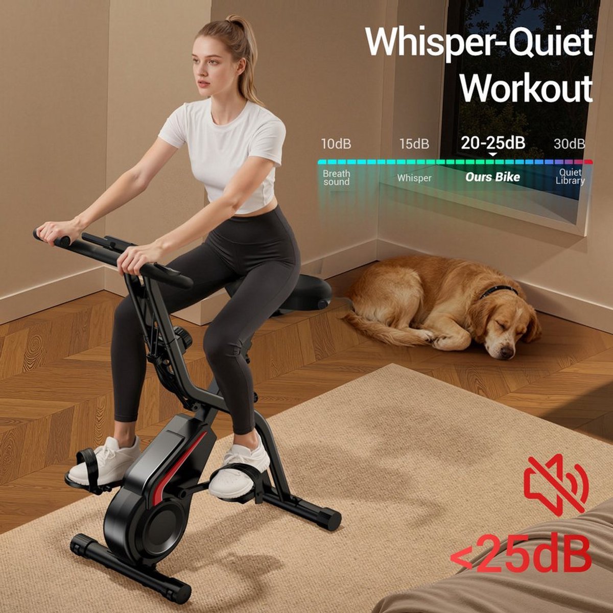 Hometrainer stille fitnessfiets met instelbare weerstand - afbeelding 2
